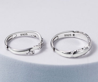 Engraved Couple Wedding Rings Matching Set