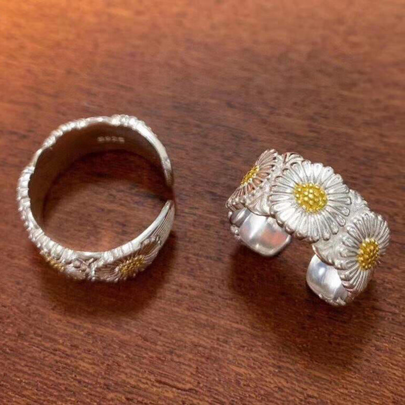 Matching Flower Adjustable Size Rings Gift Set