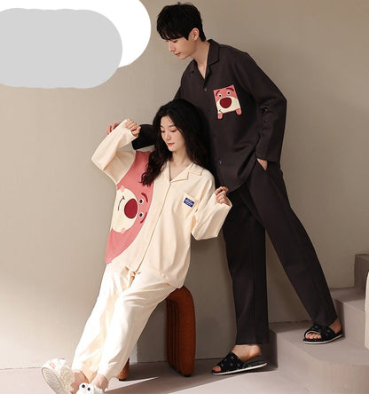 Breathable Cotton Matching Couples PJs Set