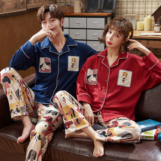 Matching Bright Cotton Pajamas Set for Couples