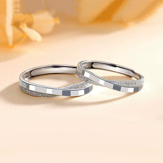 Custom Simple Mobius Promise Rings Set for Couples