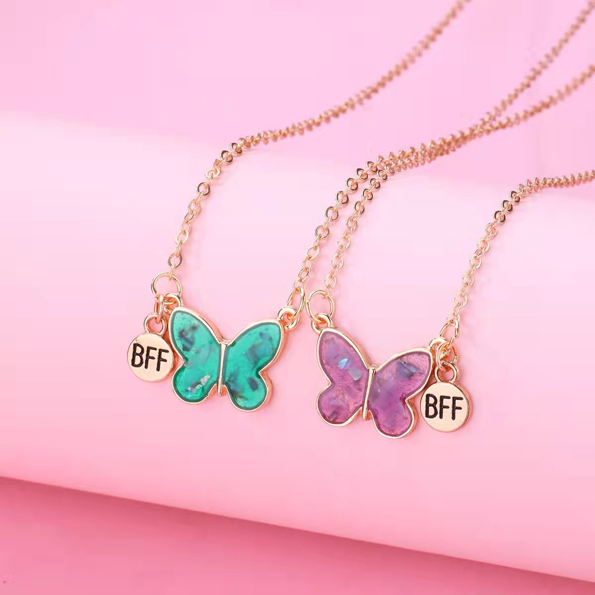 Cute Butterfly Bff Necklaces Set for 2