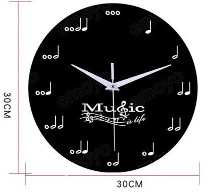 Music Notes Wall Décor Silent Circular Clock – Artistic and Stylish Design