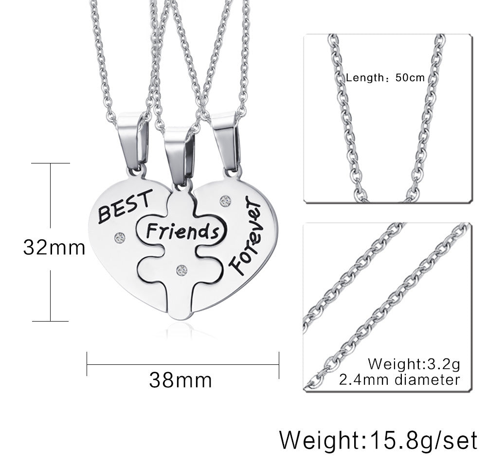 Personalized Best Friends Forever Necklaces Set for 3