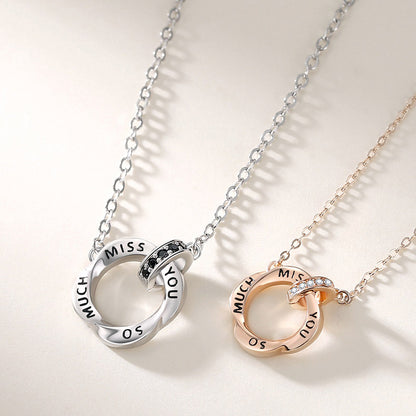 Double Rings Mobius Promise Necklaces Set for 2