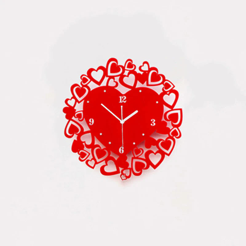 Hearts Acrylic Wall Decorative Silent Clock – Romantic Boho Chic Design