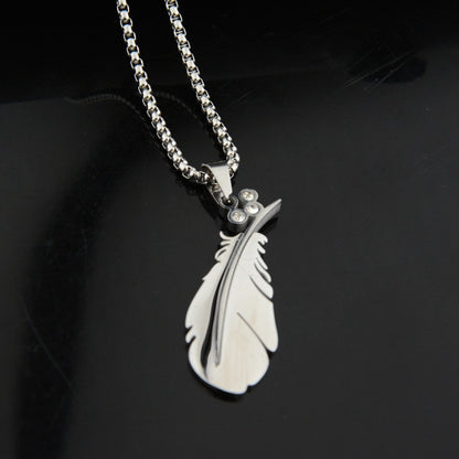 Personalized Engraved Feather Relationship Necklaces Set for Two