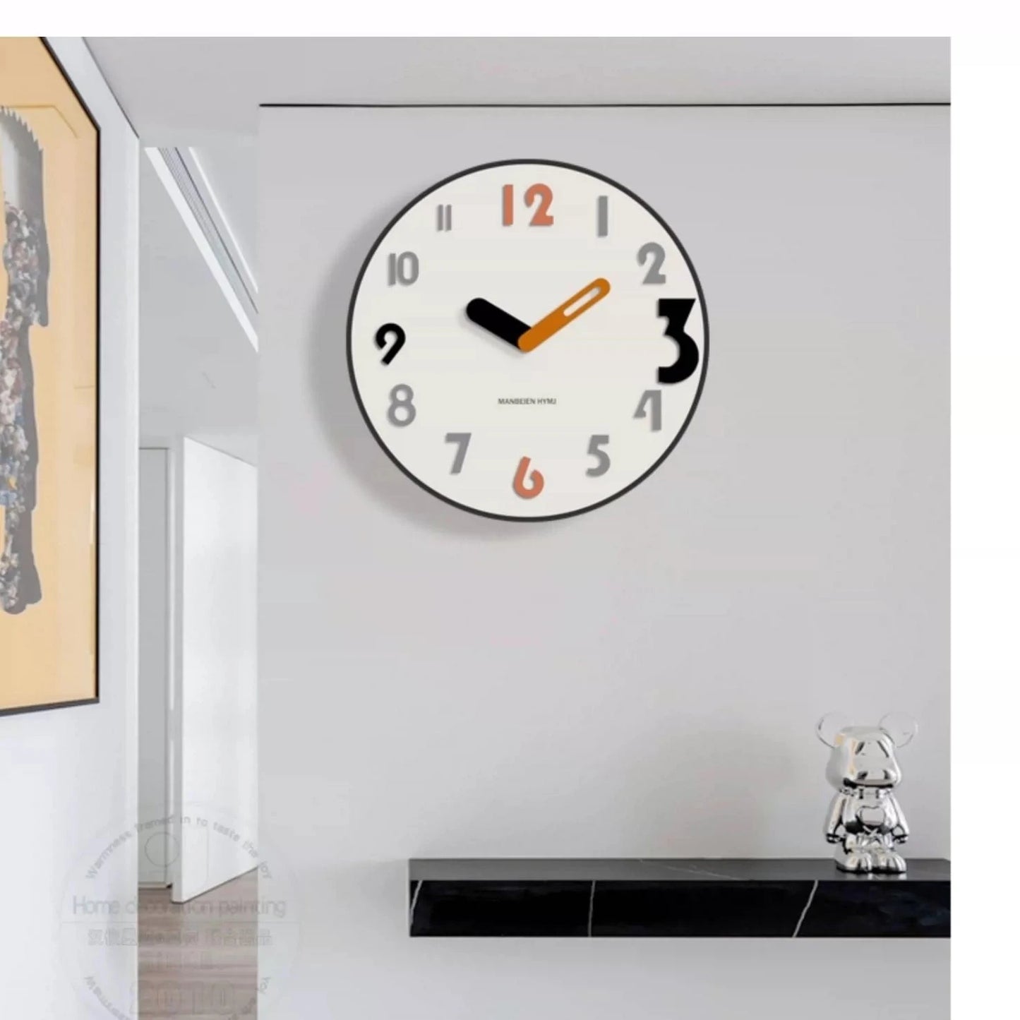 Nordic Simple Numbers Analog Silent Wall Clock