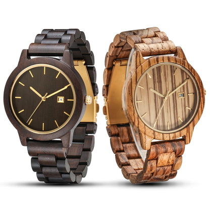 Matching Couple Watch Set Solid Wood