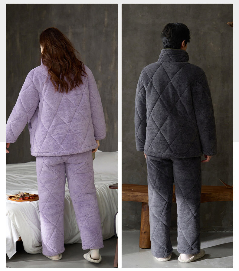 Ultra Warm Poyester Winter Pajamas Set for Couples