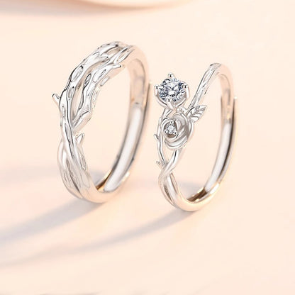 Thorns and Rose Romantic Rings Set His Hers