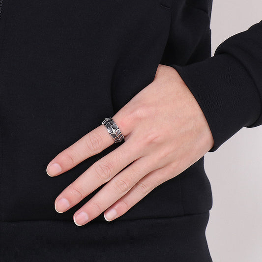 Custom Dragon Skin Style Mens Ring 10mm