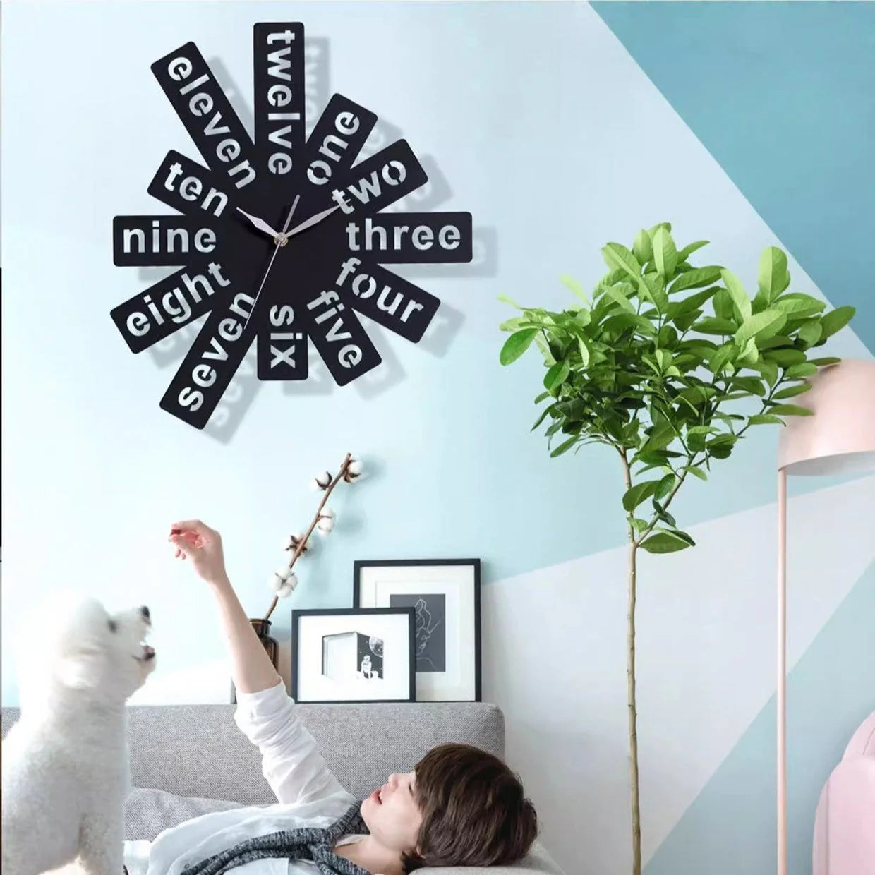 Creative Hollow Silent Wall Clock — 12" Acrylic Word Design