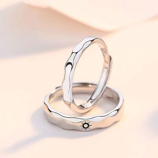 Sun and Moon Promise Rings Set for Couples