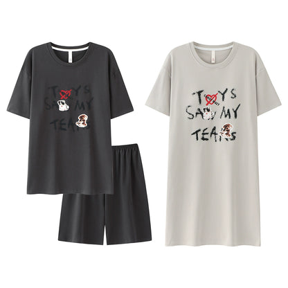 Statement Graphic Cotton Couple Sleepwear