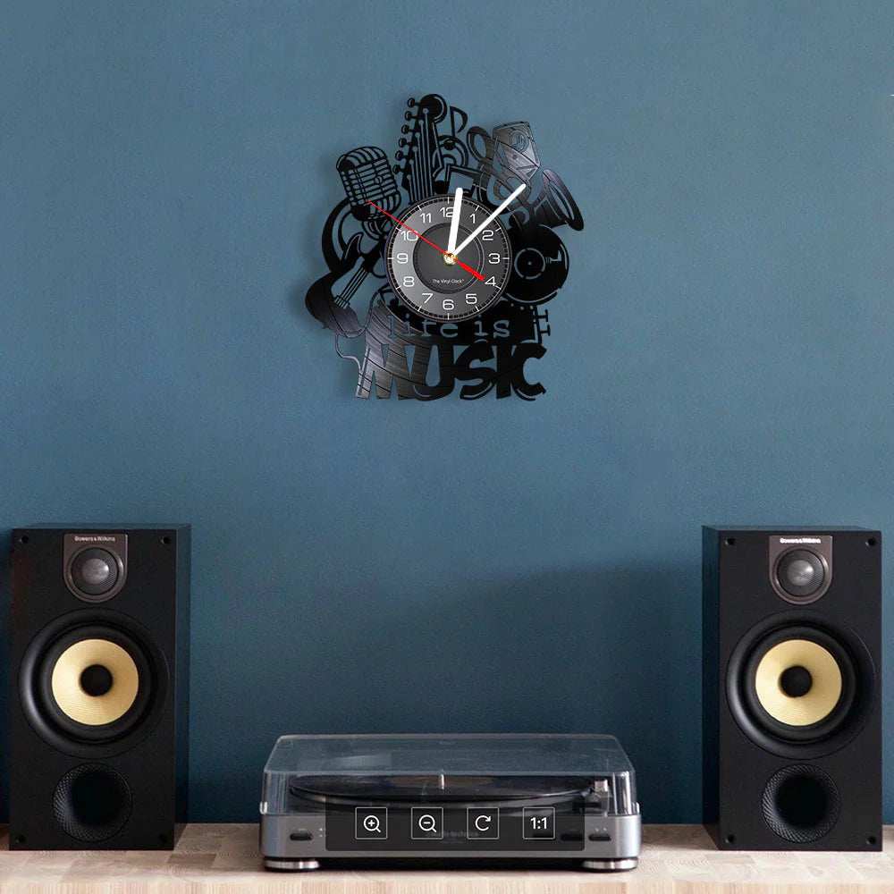 Music Theme Wall Décor Silent Lp Record Clock
