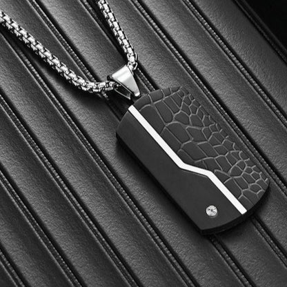 Engraved Army Tag Mens Pendant Necklace Gift