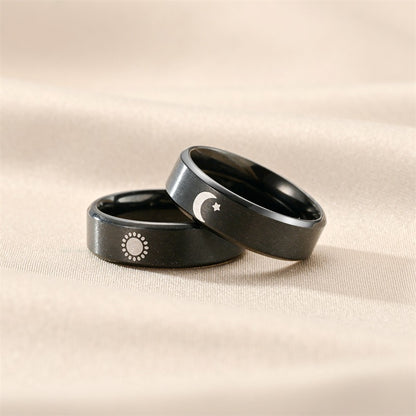 Sun and Moon Matching Promise Rings for Couples