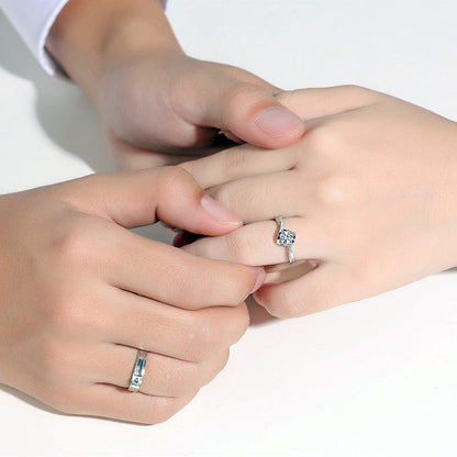 Engraved 0.8 Carat Diamond Couple Wedding Rings Set