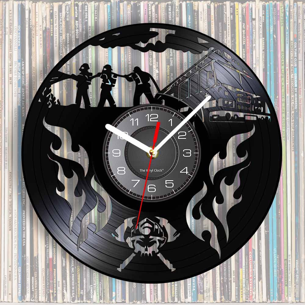 Vinyl Wall Deco Clock Gift for Firefighter