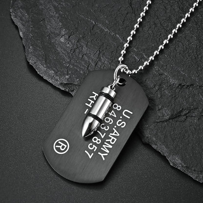 Customized Urn Bullet Military Name Tag Necklace for Men