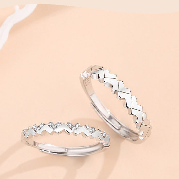 Matching Sterling Silver Rings Set for Two - Adjustable Size