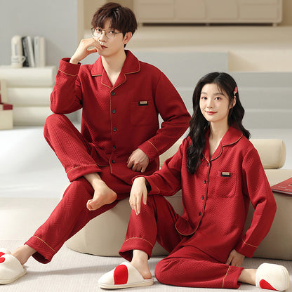 Pure Cotton Red Pajamas Set for Couples