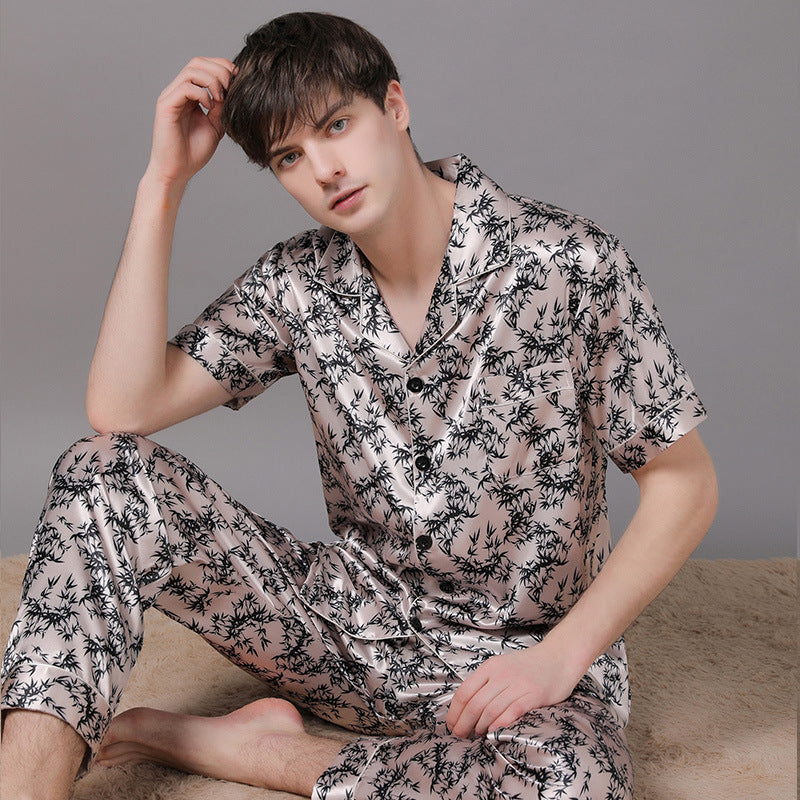 Matching Couple Silk Pajamas Sleepwear Set