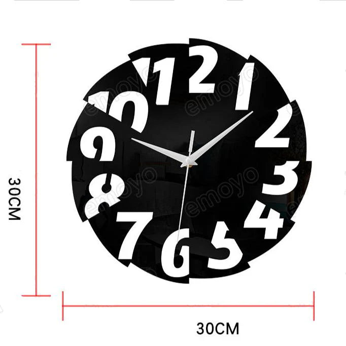 Big Numeral Cutout Silent Wall Clock — 12" Acrylic