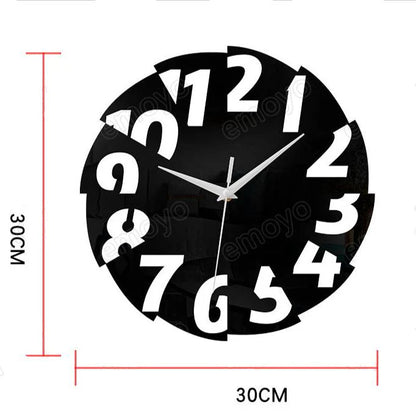 Big Numeral Cutout Silent Wall Clock — 12" Acrylic