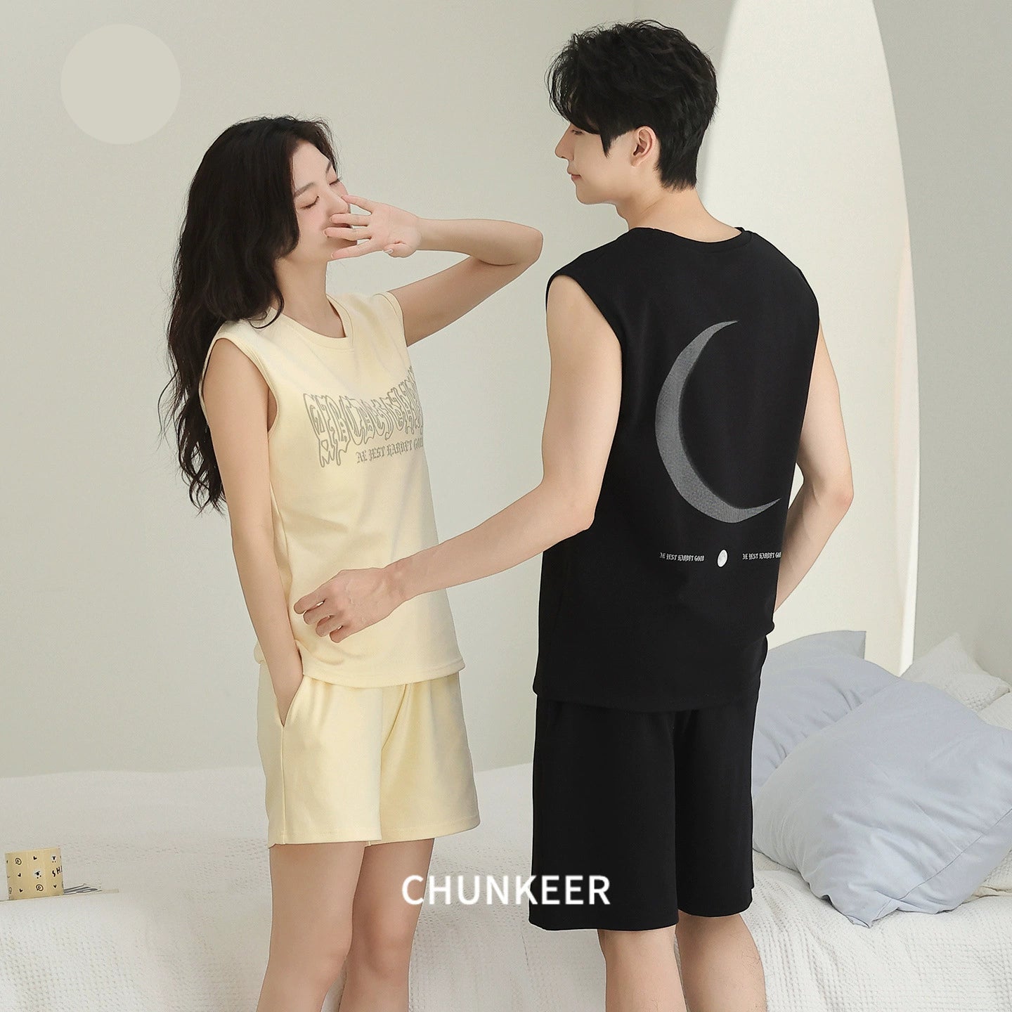 Sporty Graphic Sleeveless Couple Lounge Set