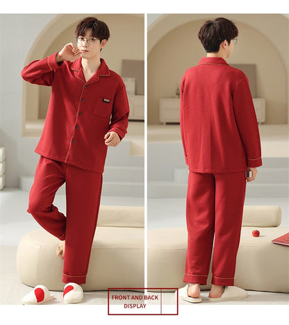 Pure Cotton Red Pajamas Set for Couples