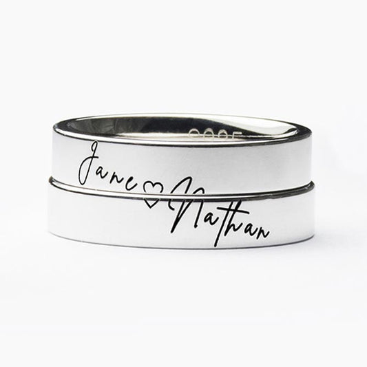 Custom Signature Couple Wedding Bands