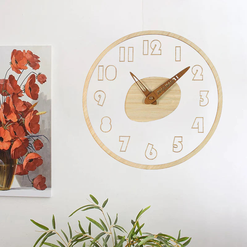 Modern Solid Wood Silent Wall Clock — 12" Acrylic + Wood
