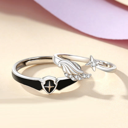 Custom Angel Wings Knight Rings for Couples