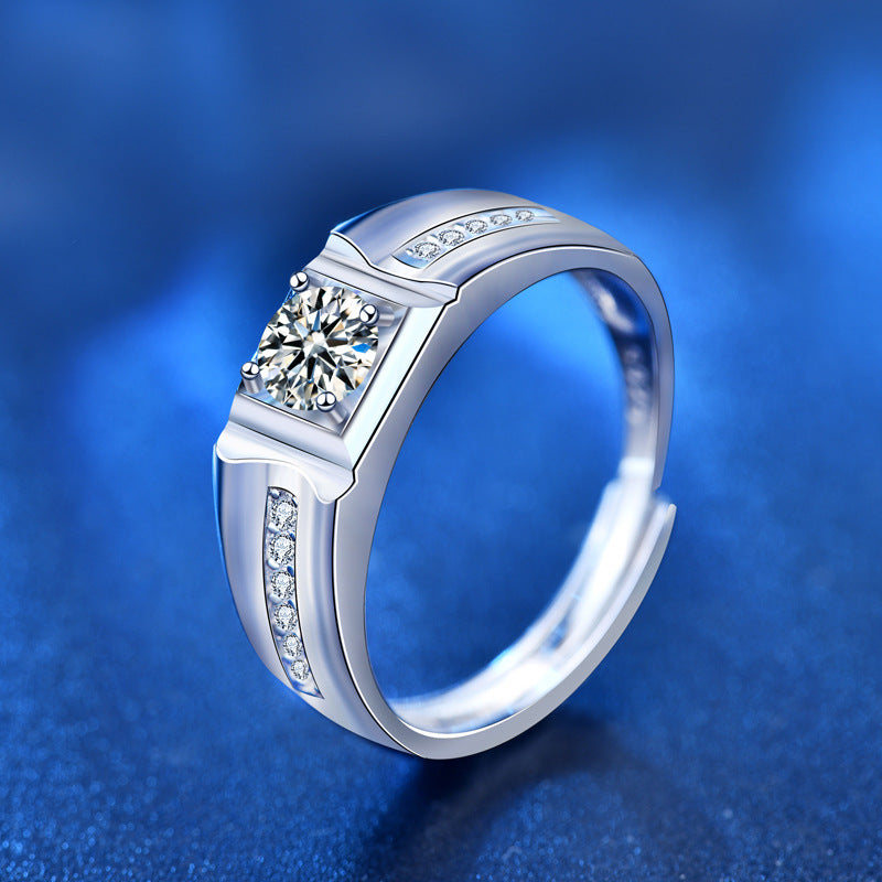 Custom 1 Carat Moissanite Diamond Wedding Band for Men