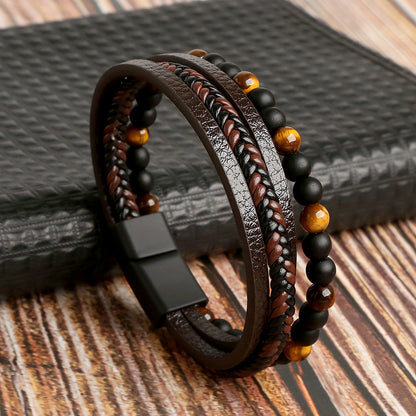 Obsidian Beaded Mens Fashion Bracelet 21cm