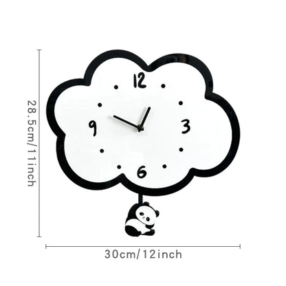 Cute Panda Pendulum Silent Clock — Kids’ Bedroom Wall Clock (30×30 cm)