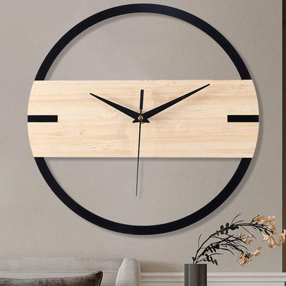 Minimalist Nordic Wall Clock — 12" Acrylic with Wood-Band Accent