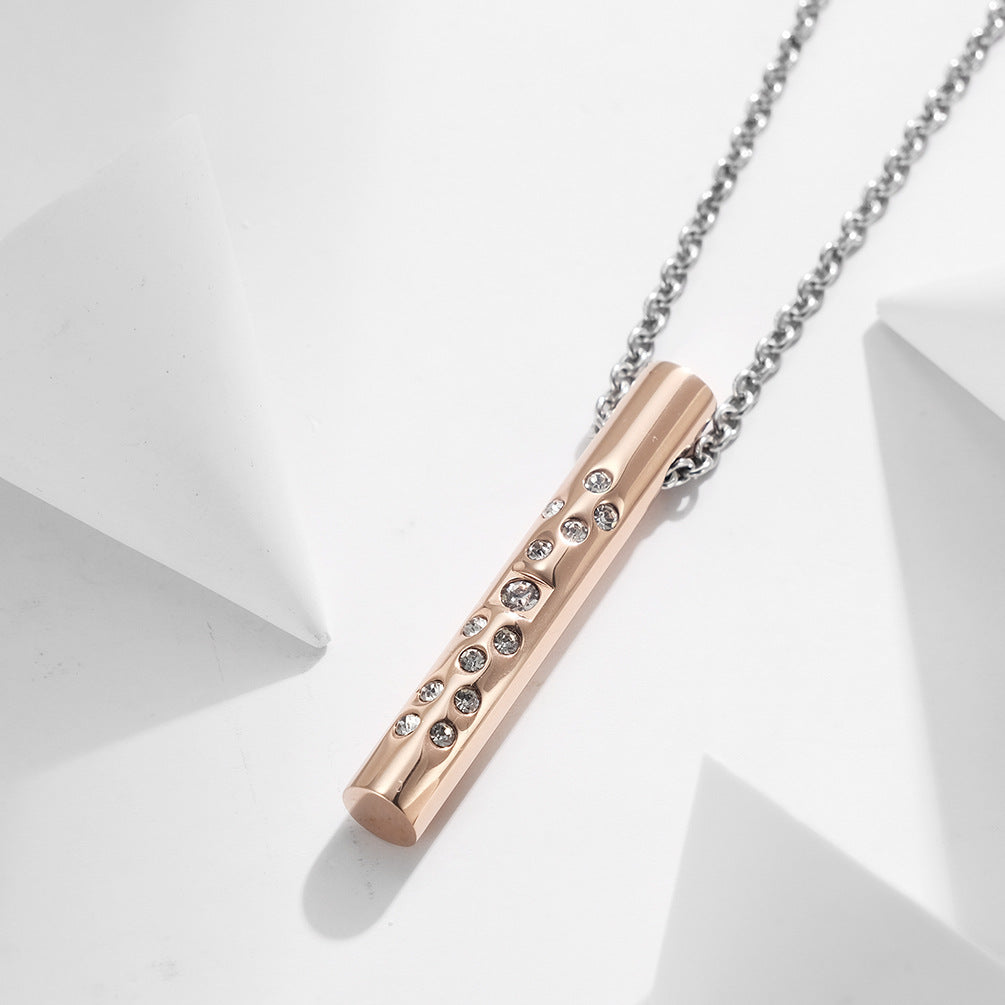 Engraved Vertical Bar Unisex Pendant Necklace