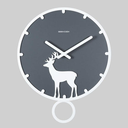 Deer Silhouette Pendulum Silent Wall Clock (13.8")