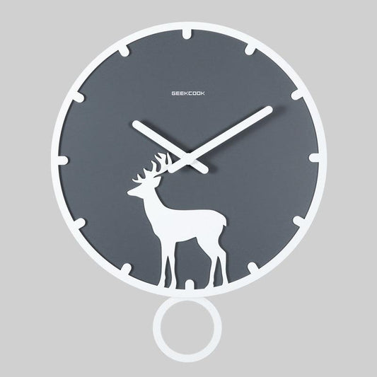 Deer Silhouette Pendulum Silent Wall Clock (13.8")