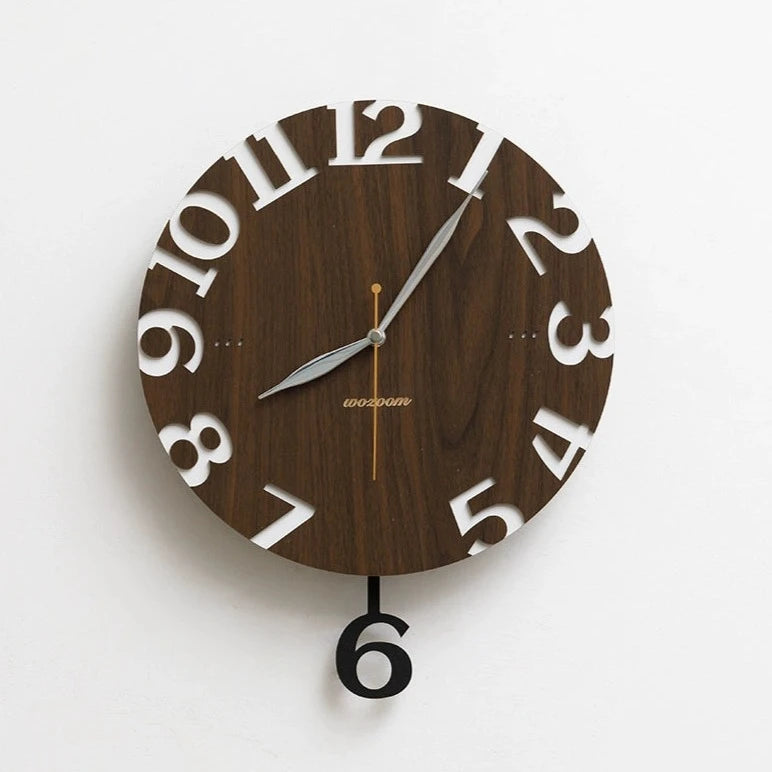 Big Numbers Analog Silent Pendulum Wall Clock