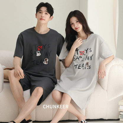 Statement Graphic Cotton Couple Sleepwear