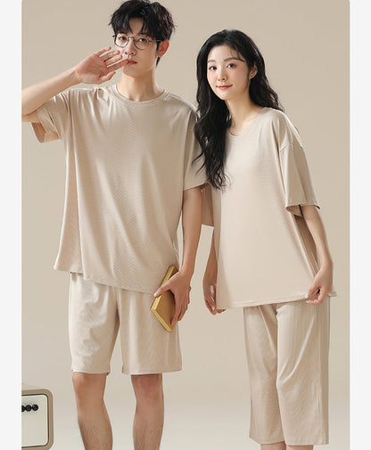 Comfy Pullover Couple Pajamas - Short Sleeve Summer