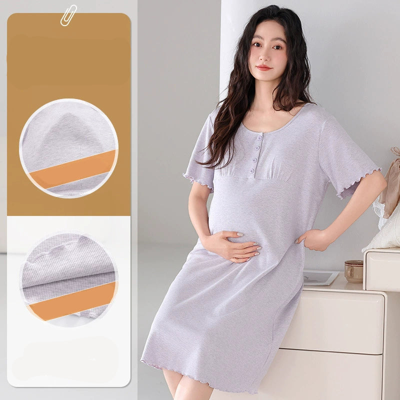 Padded Bra Long Shirt Maternity Sleepwear