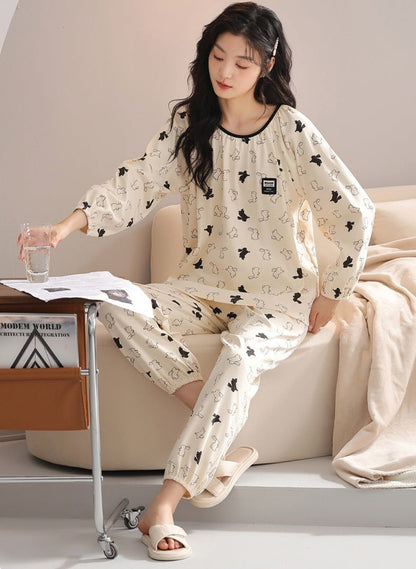 Cute Rabbit Women's Sleepwear Set - 100% Cotton