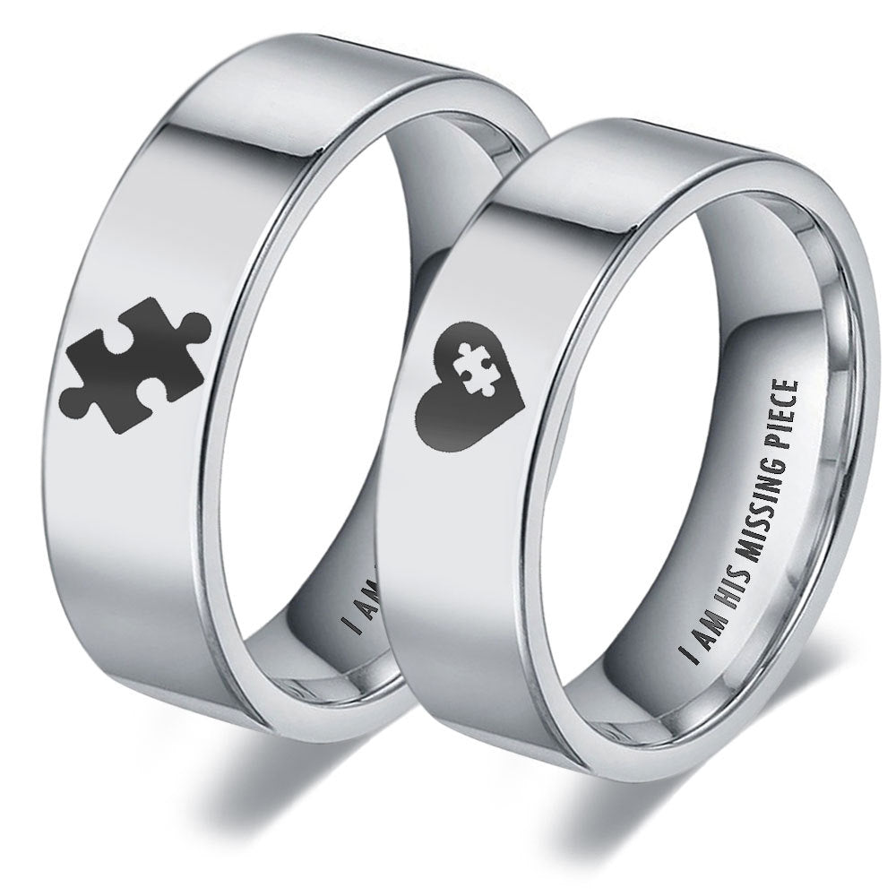 Matching Romantic Rings Set for Him and Her Silver