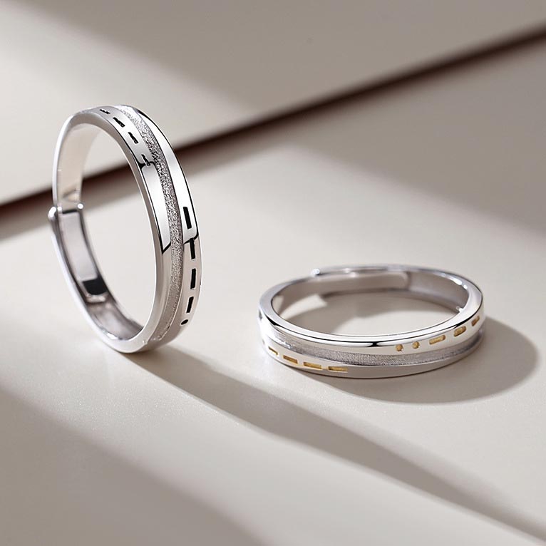 Custom Morse Code Wedding Bands for 2