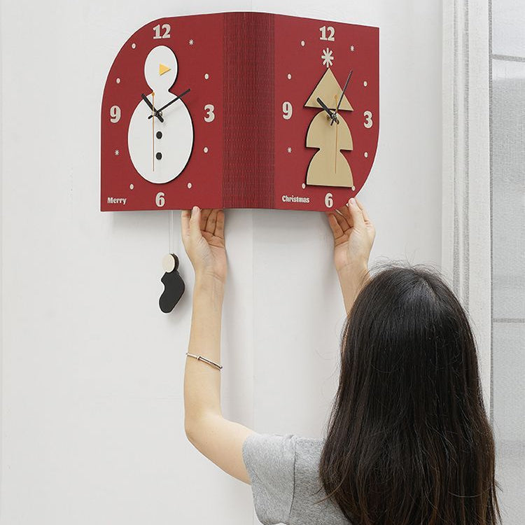 Double-Sided Christmas Corner Silent Pendulum Clock